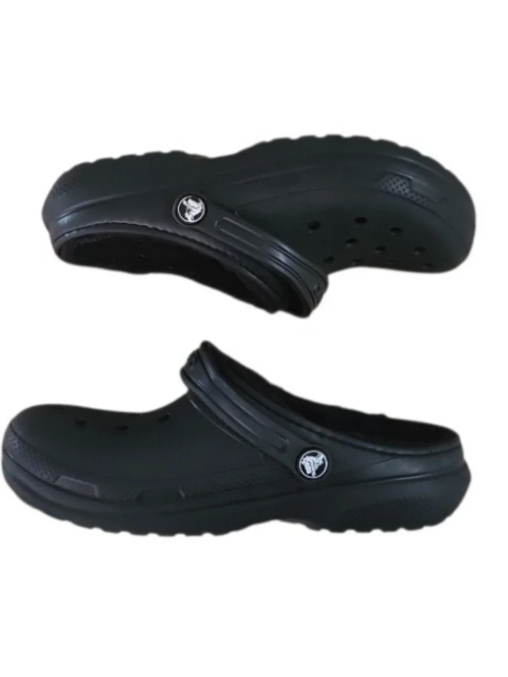 Crocs Classic Fuzz Lined Clogs Youth J4 Black Winter Slip On Shoes Cozy Kids